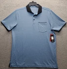 Travis Mathew Golf Performance Polo Shirt Mens L Blue Short Sleeve Collared Slit