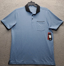 Travis Mathew Golf Performance Polo Shirt Mens L Blue Short Sleeve Collared Slit