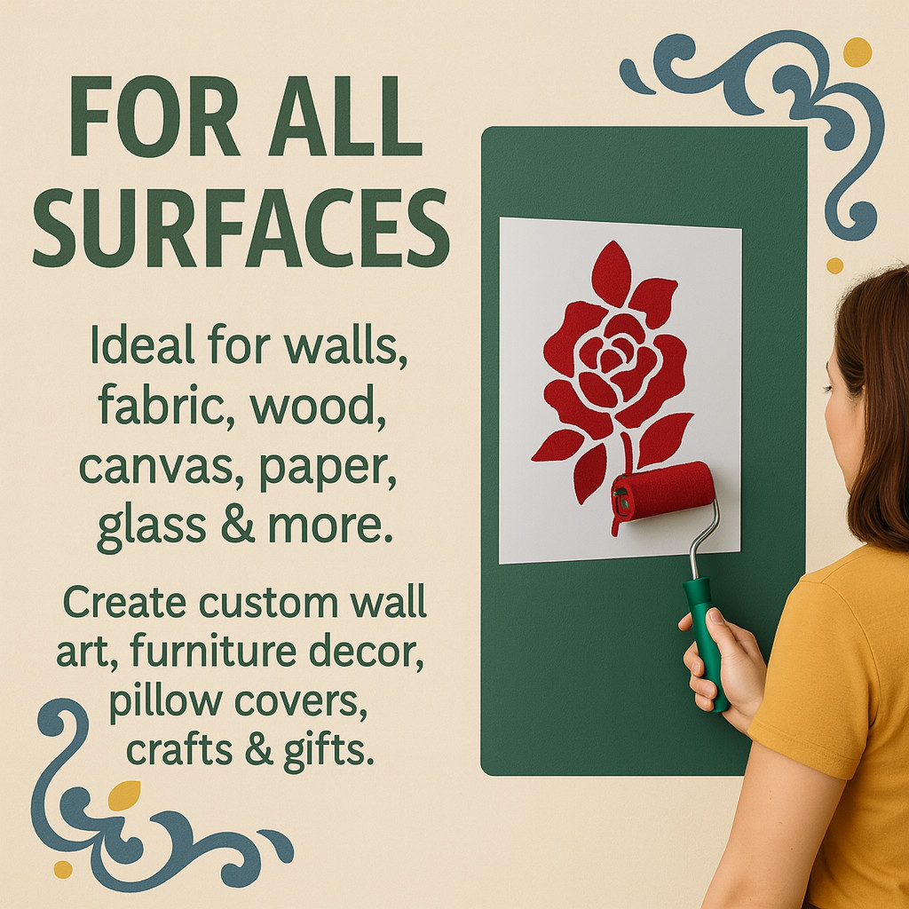 Porthole Sea View Boho Floral Wall Art Stencil Reusable - StencilAir