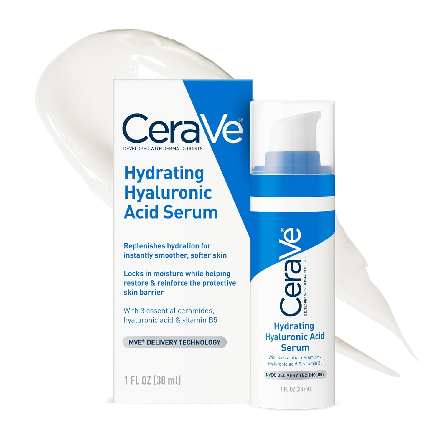 Hydrating Hyaluronic Acid Serum with Vitamin B5 & Ceramides for Face-image