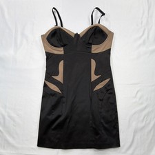 XOXO Strappy Sweetheart Bodycon Mesh Dress Black Beige Juniors 3/4