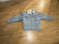 Vintage 80's Levi's Sherpa Denim Jacket Size Large Made in USA Trucker