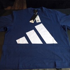 ADIDAS Mens Essential Big Logo Tee. Blue with White Sz. Med. NWT