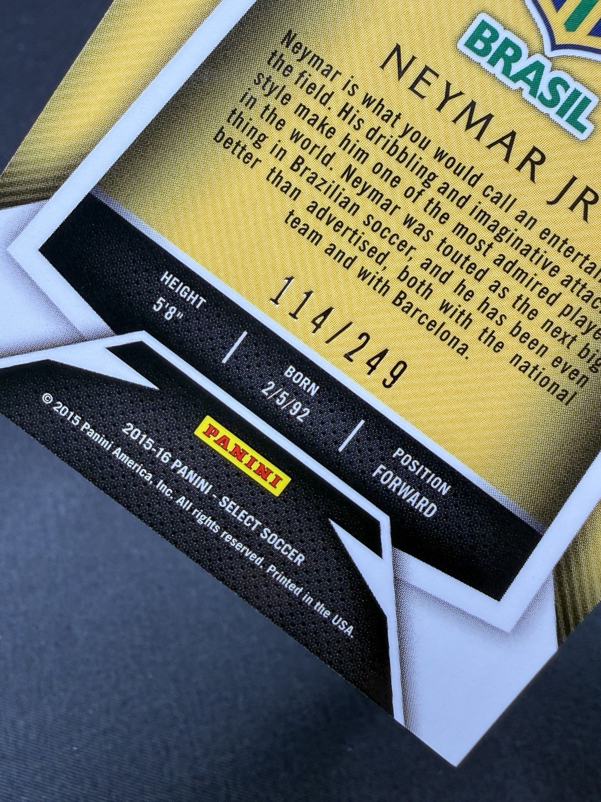 2015/16 Panini Select NEYMAR JR /249 CAMO REFRACTOR PRIZM SSP #22🔥ULTRA RARE🔥 view 3