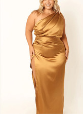 Petal & Pup NADIA ONE SHOULDER MAXI DRESS Bronze Nwot Size 4