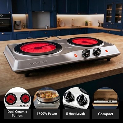 Countertop Infrared Double Burner 1700W Electric Hot Plate and Portable Stove