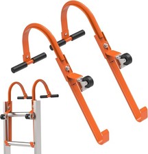 2PC Heavy Duty Ladder Roof Hook w/Wheel Rubber Grip T-Bar for Damage Prevention