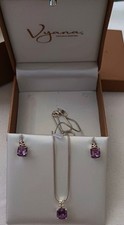Lorenzo Sterling Silver Purple Amethyst Necklace & Earring Set Vyana collection