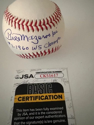 Bill Mazeroski signed MLB baseball insc 1 JSA Pirates World Series