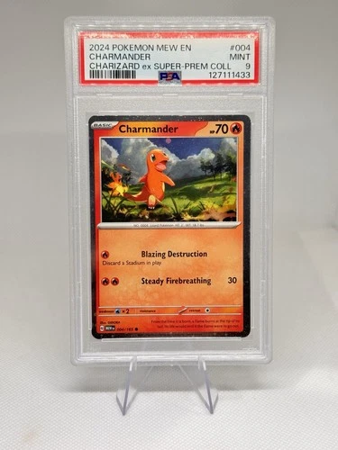 2024 POKEMON MEW EN-151 CHARIZARD EX SUPER-PREM COLL #004 CHARMANDER PSA 9