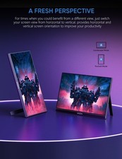 16.1'' 144Hz Portable Gaming Monitor, 106% sRGB 1080P FHD HDR, Ultra Slim 6