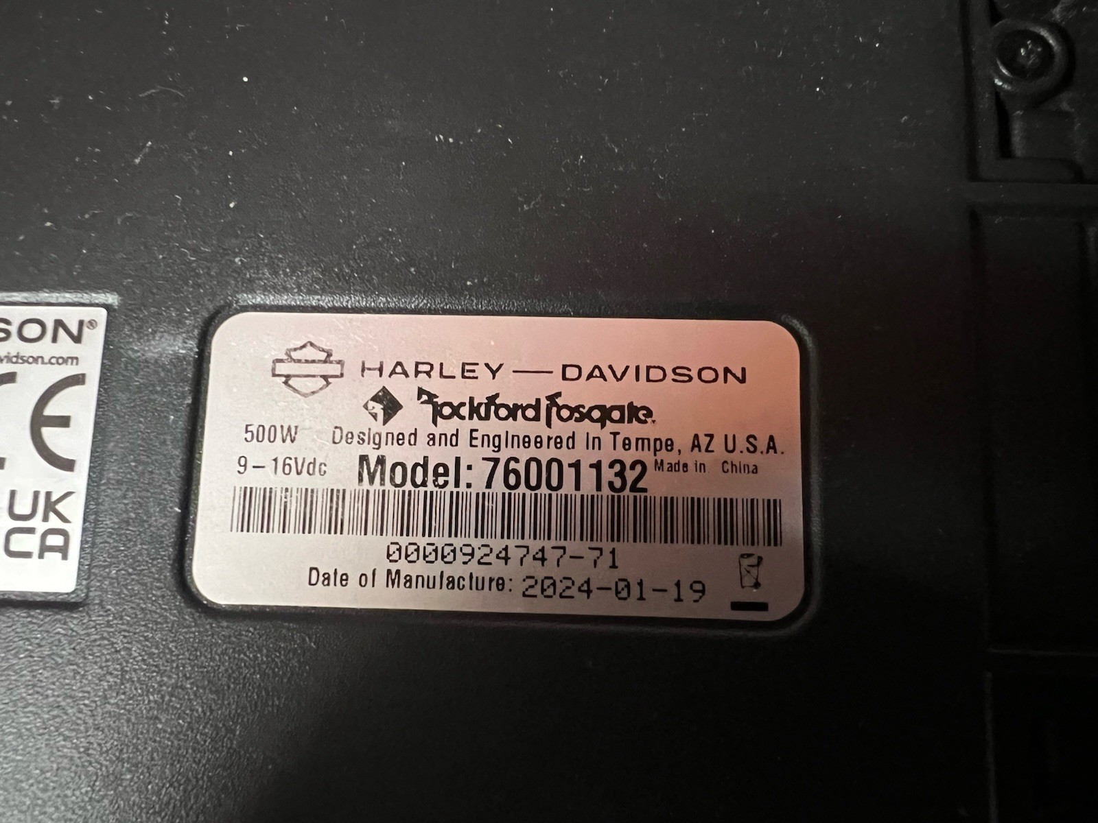 Harley Davidson 500 Watt Amp 2024-25 Road Glide