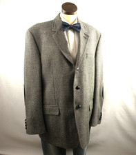 LRL Lauren Ralph Wool Mens Blazer Sport Coat Herringbone Elbow Patch 46R Brown