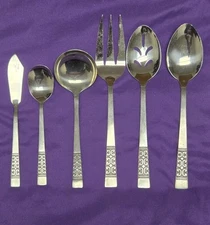 Rare KOREA Rogers Co Vintage Stainless Serving Set CASA VISTA Flatware 6 Pcs. 