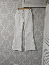 Reclaimed Vintage White Flared Jeans High Waist Exposed Stitching 70s 80s Size 4