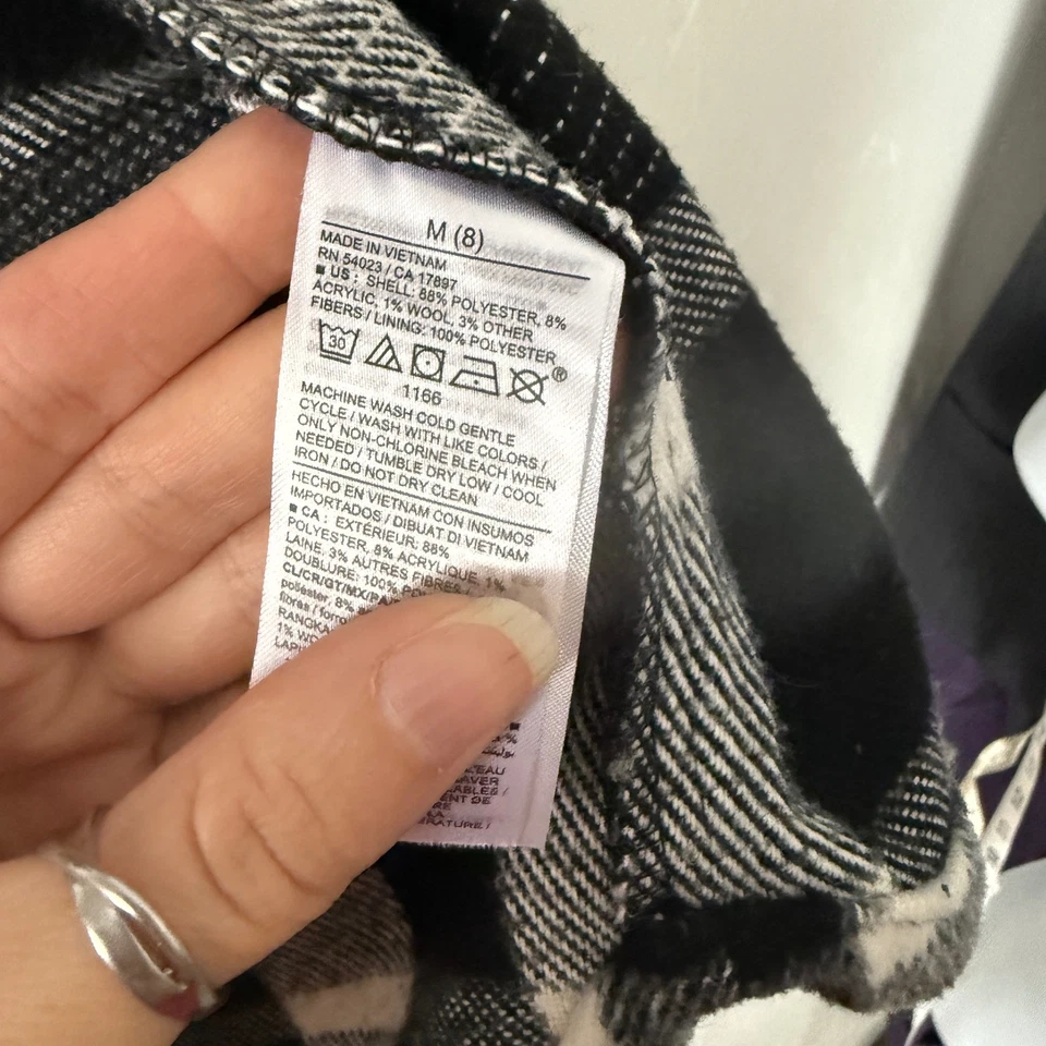 Antigua Chaqueta Camisa Azul Marino Niños Franela a Cuadros Mediana 8 Negra Blanca Abotonada Foto 3 de 4