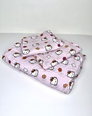 Hello Kitty Pink Pumpkins Halloween Bed Sheets, Queen Size