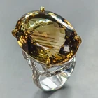 Gemstone ring 40ct Natural Lemon Quartz Ring 925 Sterling Silver Size 8 /R446725