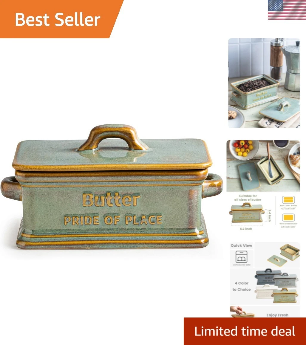 Butter Dish with Lid, Ceramic Butter Holder Container Large Butter Dish for C...
Opens in a new wind