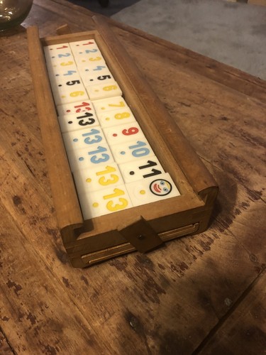Vintage Rummikub Like Game Medias In Wooden Box - Picture 3 of 4