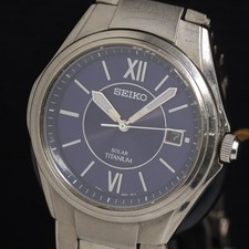 SEIKO V145-0BA0 Solar Men's Watch Blue Dial Titanium