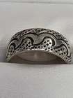 925 Sterling Silver Ring Wide Band Engraved Design Vintage. US Size 6
