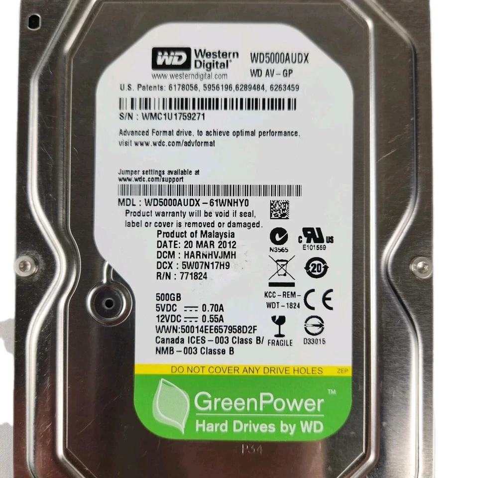 Western Digital WD5000AUDX 500GB 3.5" SATA HDD – Desktop Hard Drive - Image 4 of 4