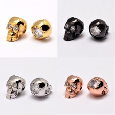 10 PCS Micro Pave Grade AAA Cubic Zirconia Brass Skull Beads Crafts 12.5x9x10mm