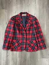 Vintage Pendleton Jacket Womens Red Plaid Wool Blazer See Pics For Measurements