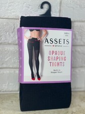 Assets by SPANX Women's Opaque Shaping Tights Black Size 4 Built In Shaper Short