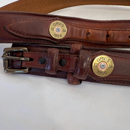 Vintage Orvis Men's Brown Leather 12 Gauge 1856 Belt … Gem