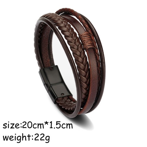Mens Leather Bracelet Handmade Braided Wristband Clasp Bracelet Jewelry Fashion - Picture 5 of 9