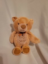 Baby Starters My First Bear Brown tan Plush Lovey Bear Bow Sewn Eyes 10" LN