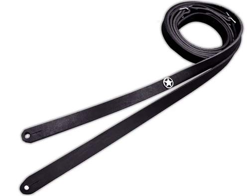 SLASHER Thin Leather Guitar Strap RYB Los Angeles Custom Black Star