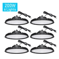 6 Pack 200W UFO Led High Bay Light Industrial Warehouse Commercial Light Fixture