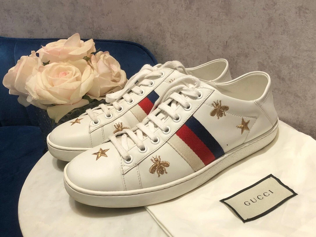 Luxury sneakers for men - Bee Ace high sneakers Gucci in white leather