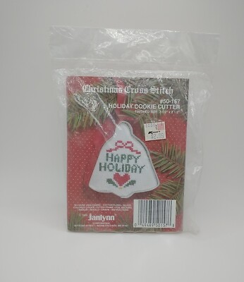 Cross Stitch Janlynn 1989 HAPPY HOLIDAY Christmas #50-157 Cookie Cutter Kit VTG