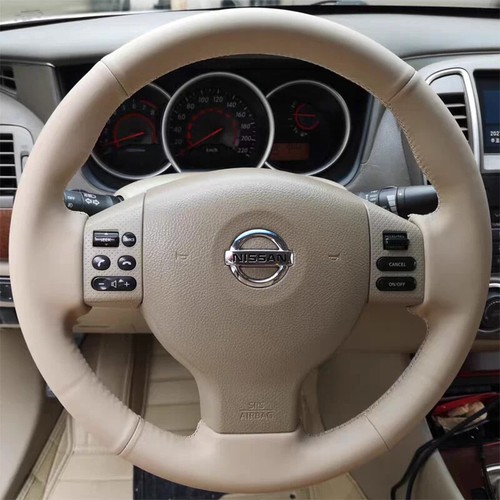 For Nissan Tiida 2004-2010 Versa Sylphy Hand Sewn Leather Steering Wheel Cover - Picture 2 of 13