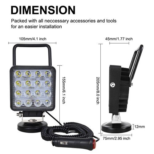 4/5/7 Inch LED Work Light Magnetic Base 36W 42W 48W 72W for Offroad SUV Car Boat - Picture 6 of 14