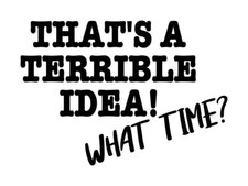 That's A Terrible Idea What Time Decal 1 3.5"x5" Choose Color
