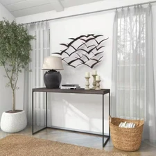 Brown Iron Flying Birds Wall Decor Modern Metal Wall Art Sculpture 47 X 26 In.