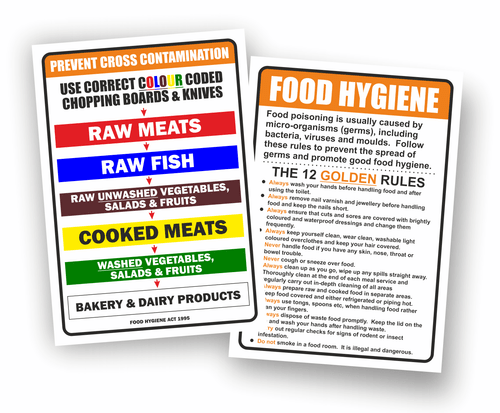 FOOD HYGIENE PREVENT CROSS CONTAMINATION/KITCHEN RULES 2 x A4 LAMINATED POSTERS - Picture 2 of 2