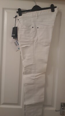 DSQUARED2 SUPER TWINKY RIP JEANS IN WHITE SIZE TG 52