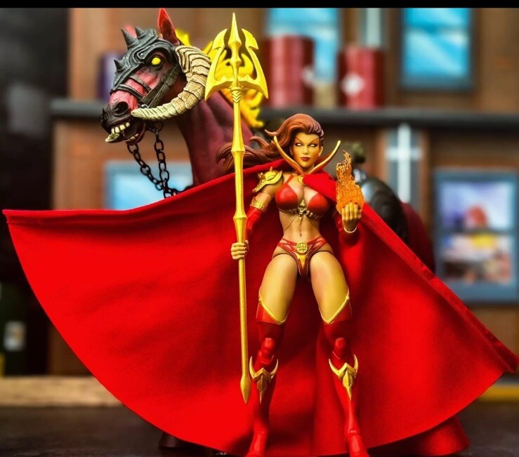 Custom red wired cape Lady Satanus from Executive Replicas 1/12