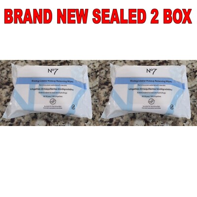 No 7 Biodegradable Makeup Removing Wipes 30 Wipes Suitable Sensitive Skin  2 PK