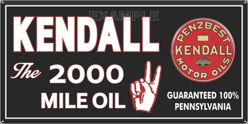 KENDALL MOTOR OIL BLK GAS STATION VINTAGE OLD SIGN REMAKE ALUMINUM SIZE OPTIONS