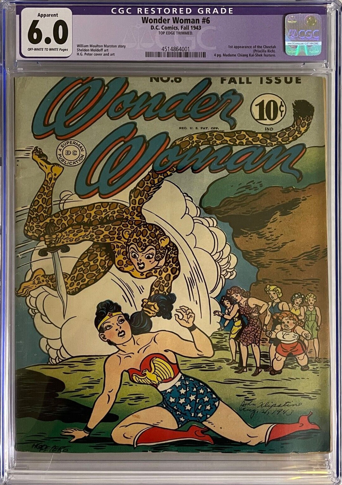 Wonder Woman #6 CGC 6.0 DC 1943 Golden Age 1st Cheetah