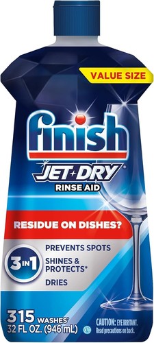 Finish Jet-Dry Dishwasher Rinse Aid, Compatible with Dishwasher Detergent, Preve