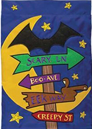 Apliques de letreros de Halloween bandera de jardín escena de luna y murciélago 12,5" x 18" Foto 2 de 3