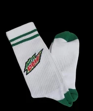 One Pair of MOUNTAIN DEW Crew Socks *Men's* (Size: 6-12)🥤💚✅💥
